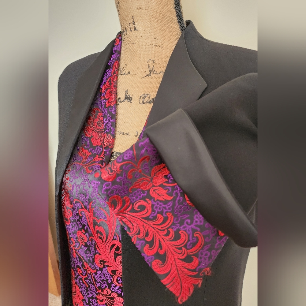 Kasper elegant black suit and red vest, size 10